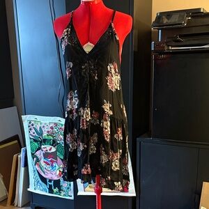 Floral Black Mini Dress
